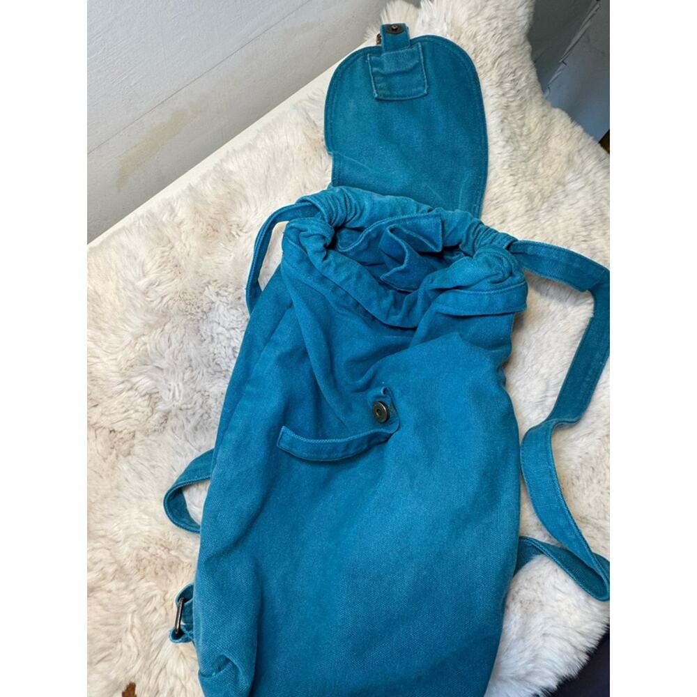 Baggu 100% recycled cotton Teal Canvas Drawstring Backpack - Women - Picture 3 of 15